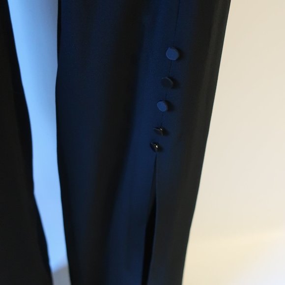 Womens Jonathan Simkhai Black High Waist Flat Front Flared Slit Crepe Pants 8 * - Picture 8 of 15